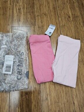 New Carter's 2-Pack Toddler Girls Leggings Size 2T Pink Solid Cotton Stretch